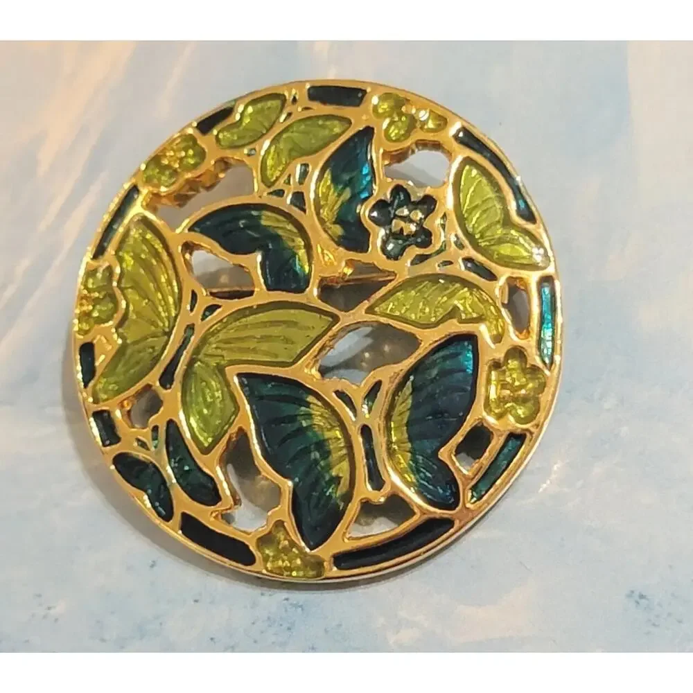 Vintage Enamel Butterfly Brooch Pin 1.5